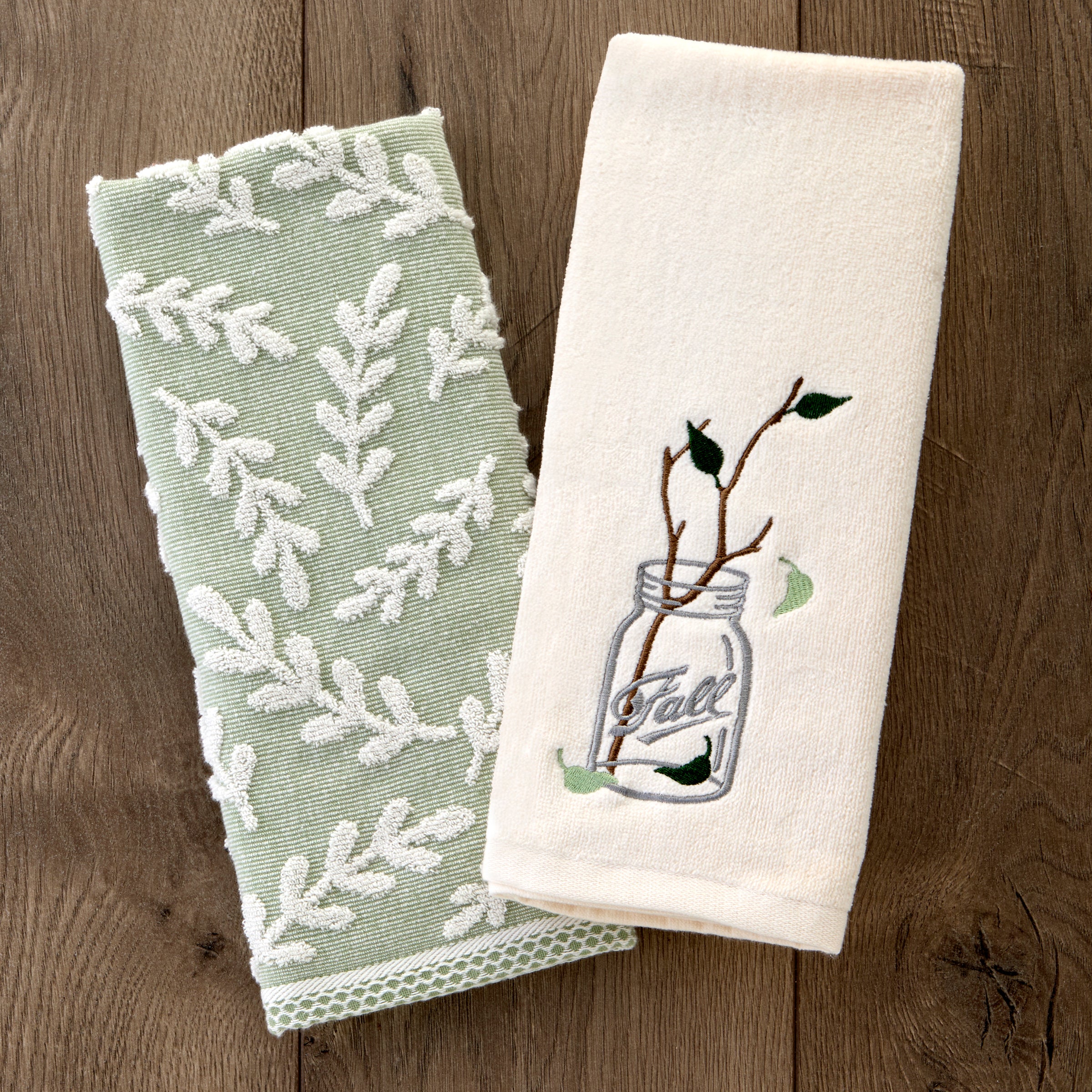 Fall Jar 2-Piece Hand Towel Set, Natural