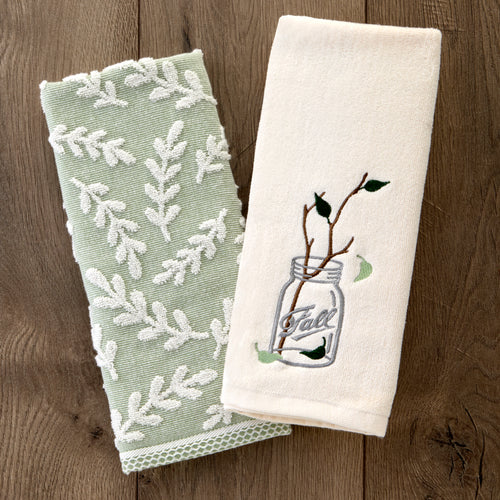 Fall Jar 2-Piece Hand Towel Set, Natural