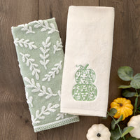 Scroll Pumpkin 2-Piece Hand Towel Set, Natural