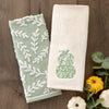 Leaf Sprig 2-Piece Hand Towel Set, Sage