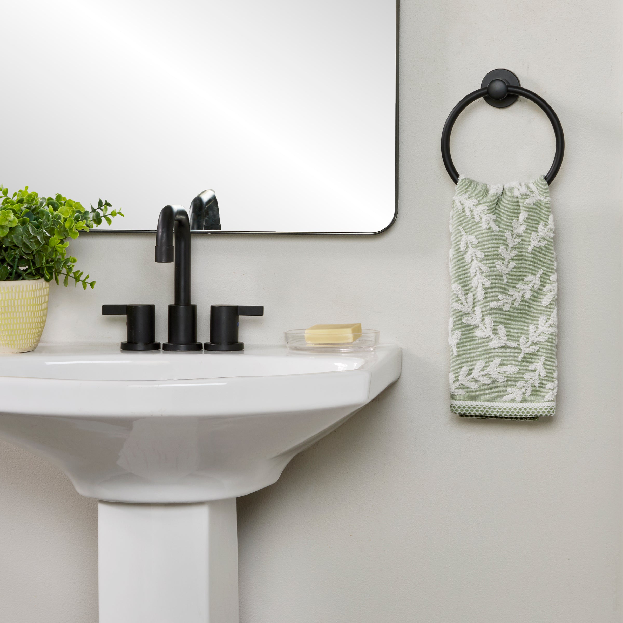 Leaf Sprig 2-Piece Hand Towel Set, Sage