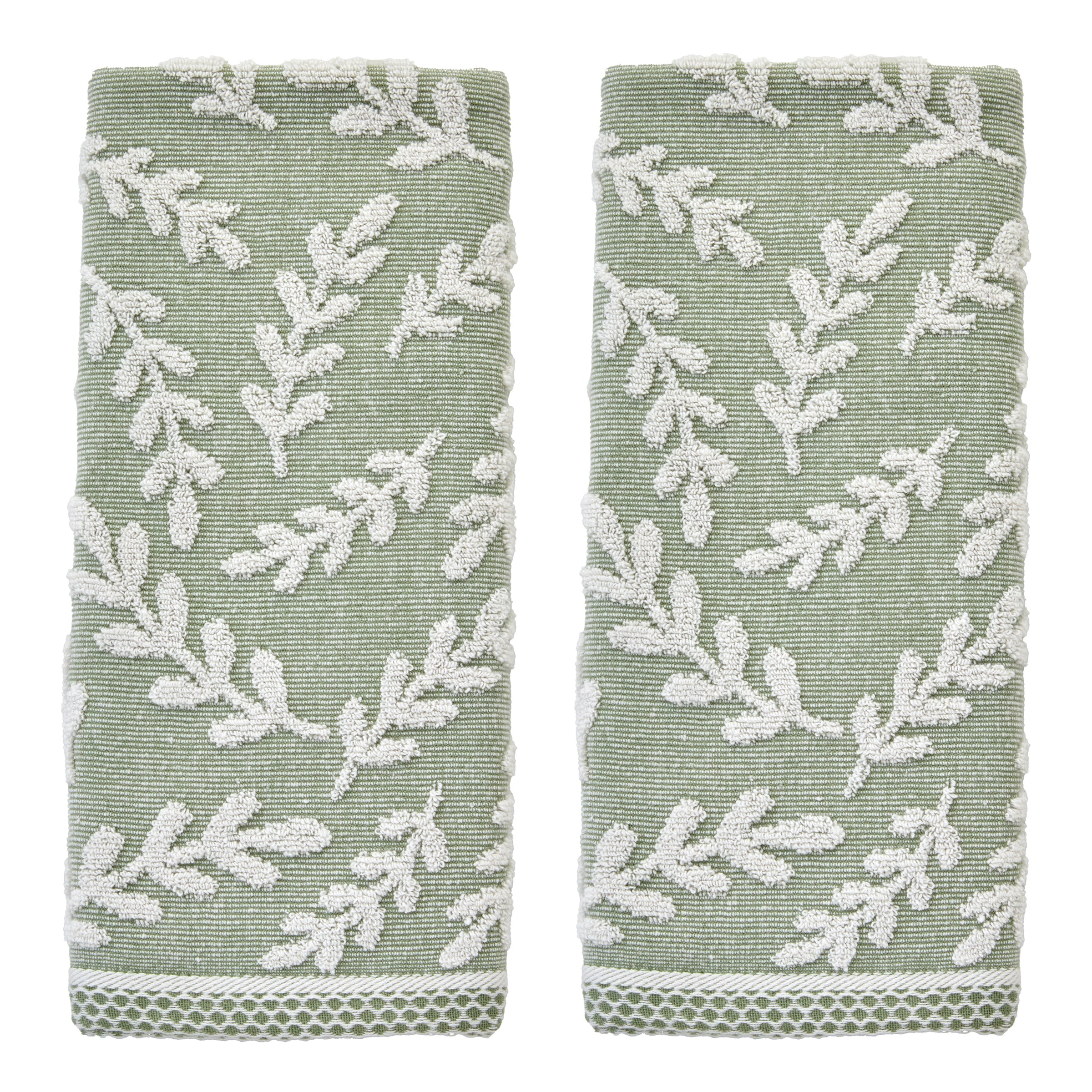 Leaf Sprig 2-Piece Hand Towel Set, Sage