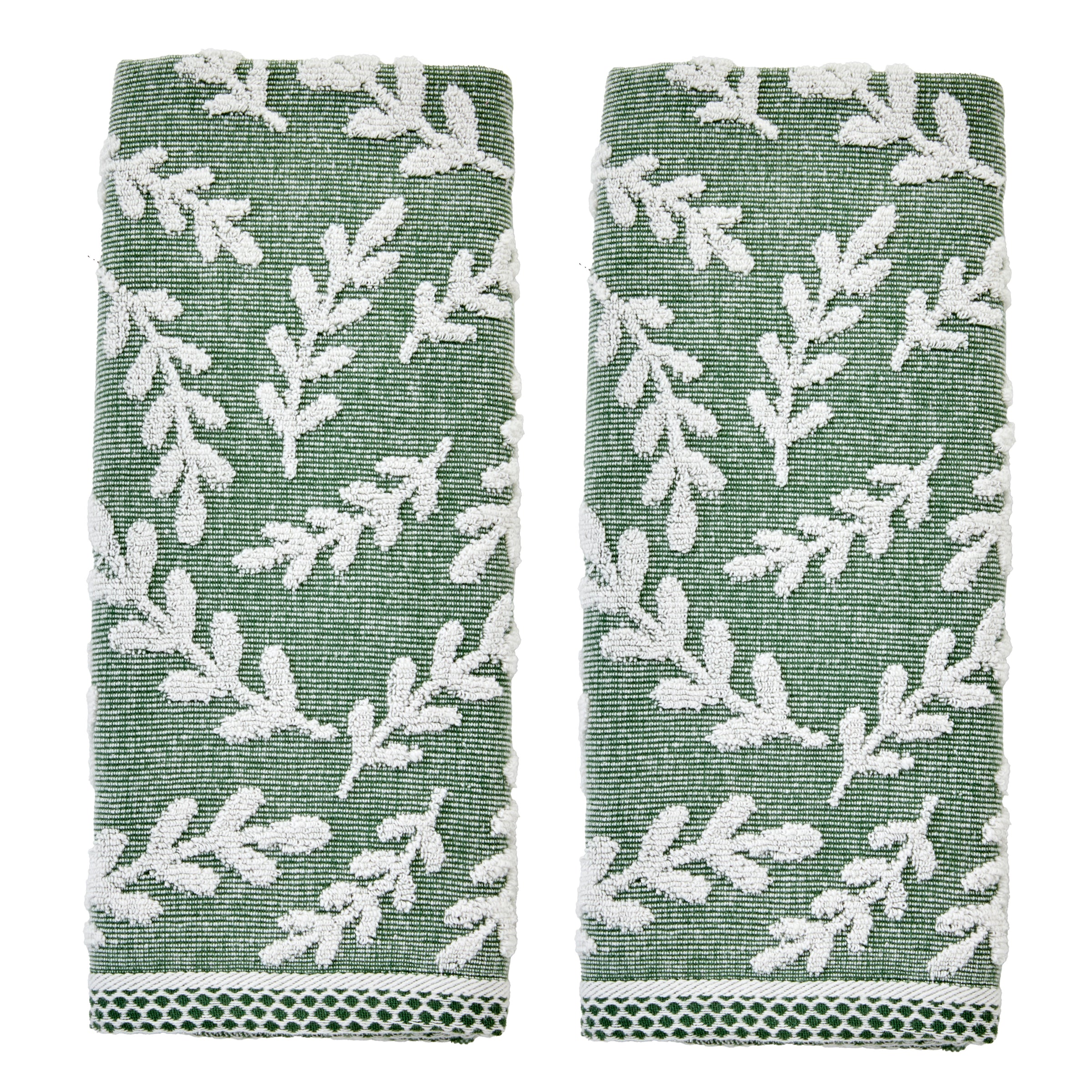 Leaf Sprig 2-Piece Hand Towel Set, Spruce
