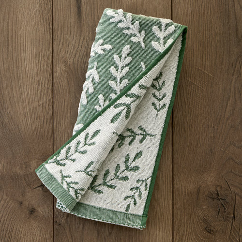 Leaf Sprig 2-Piece Hand Towel Set, Spruce