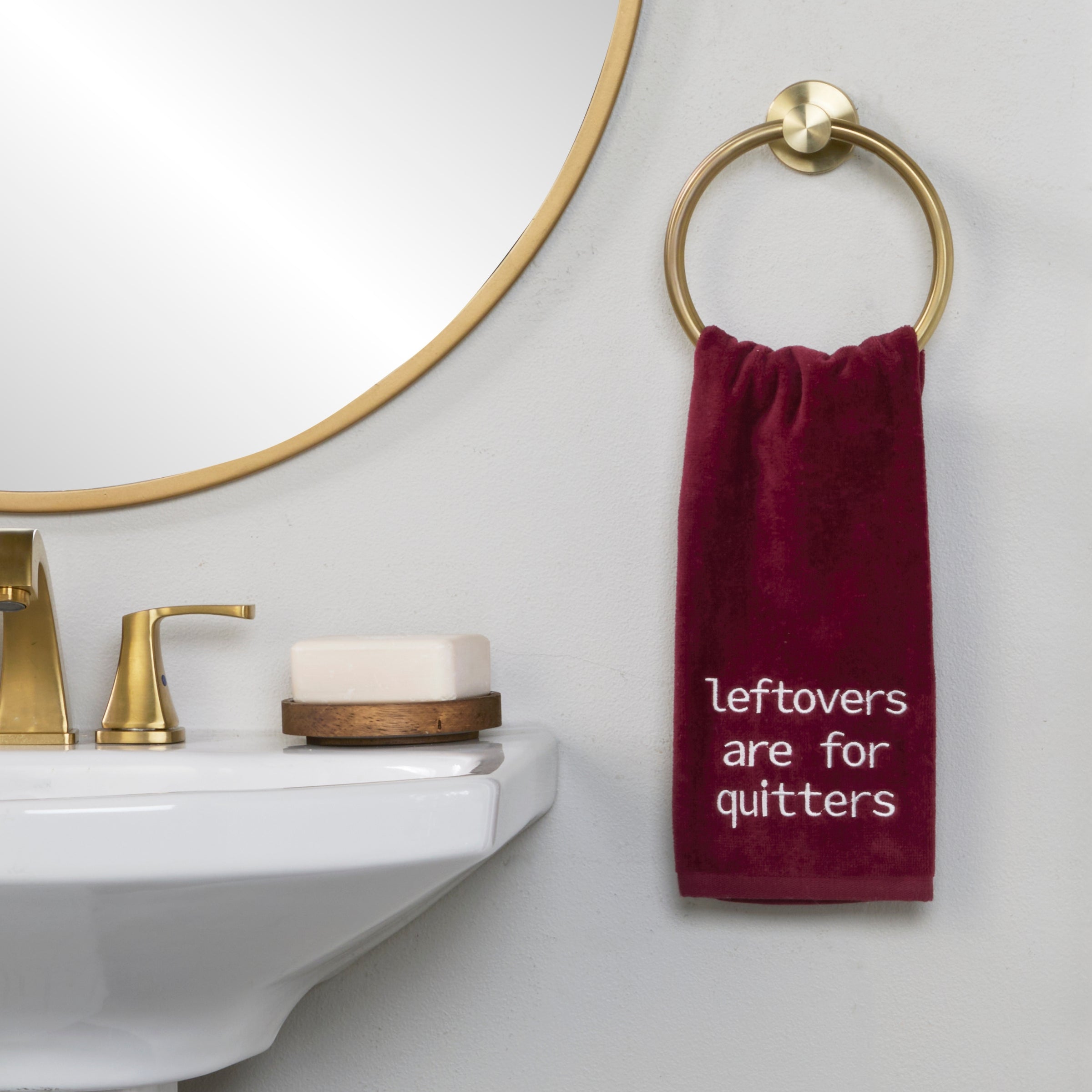 Leftovers Quitters 2-Piece Hand Towel Set, Wine