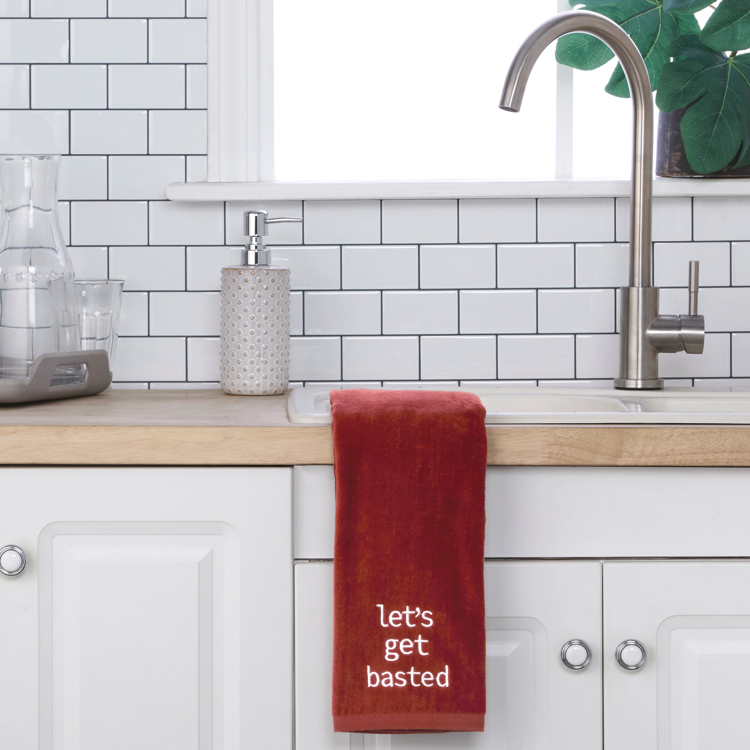 Let's Get Basted 2-Piece Hand Towel Set, Spice