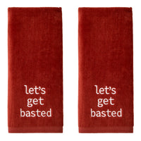 Let's Get Basted 2-Piece Hand Towel Set, Spice