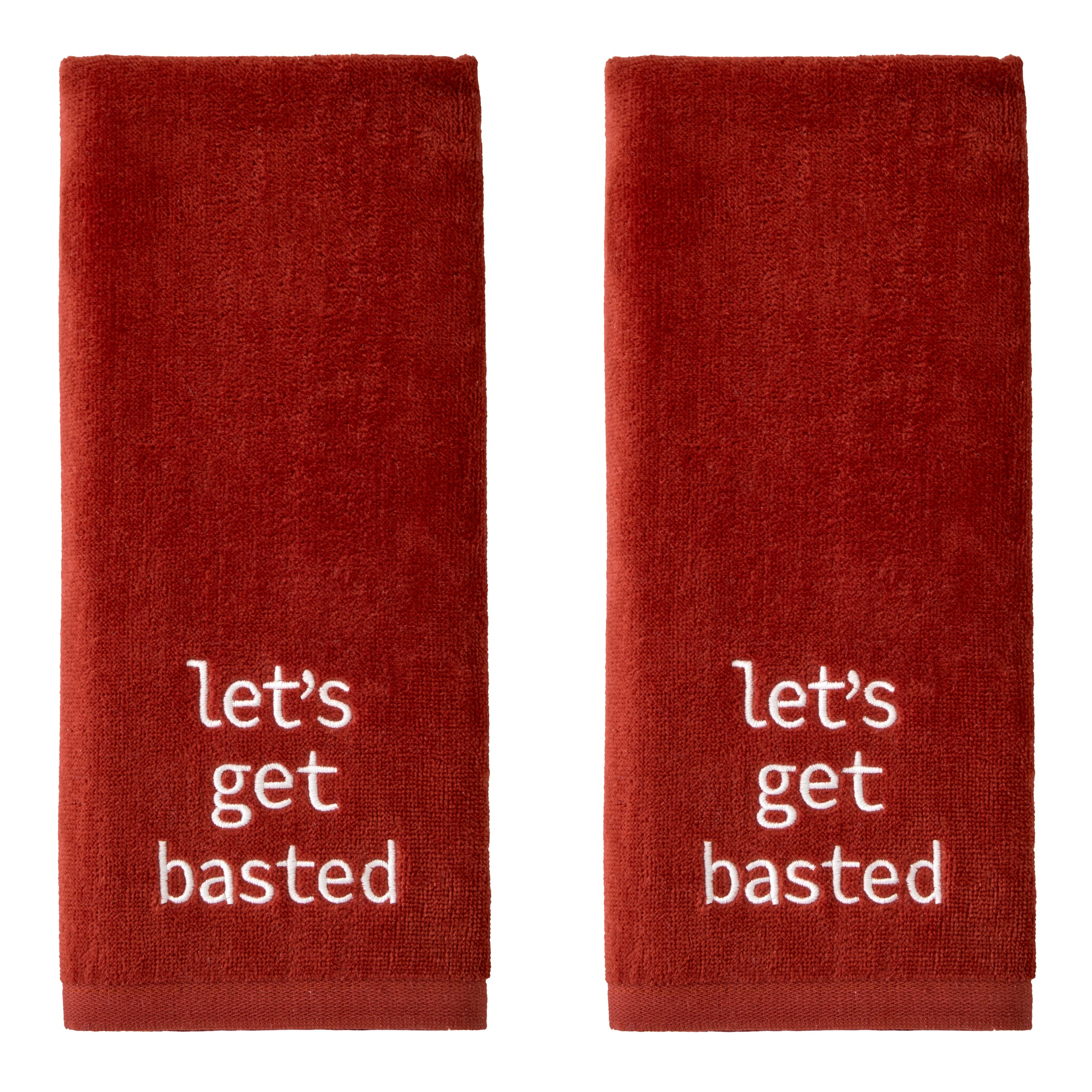 Let's Get Basted 2-Piece Hand Towel Set, Spice