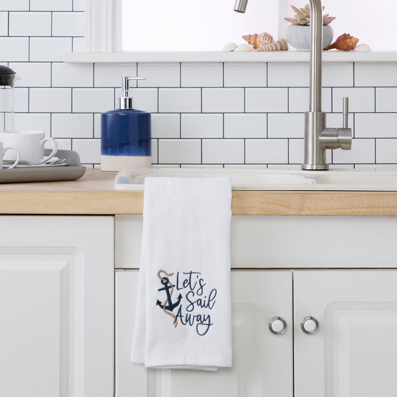Let's Sail Away 2-Piece Hand Towel Set, White
