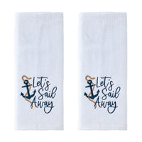 Let's Sail Away 2-Piece Hand Towel Set, White