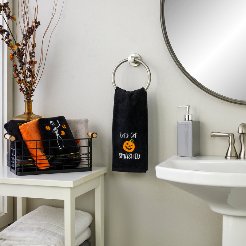 Let's Get Smashed 2-Piece Hand Towel Set, Black/Multi