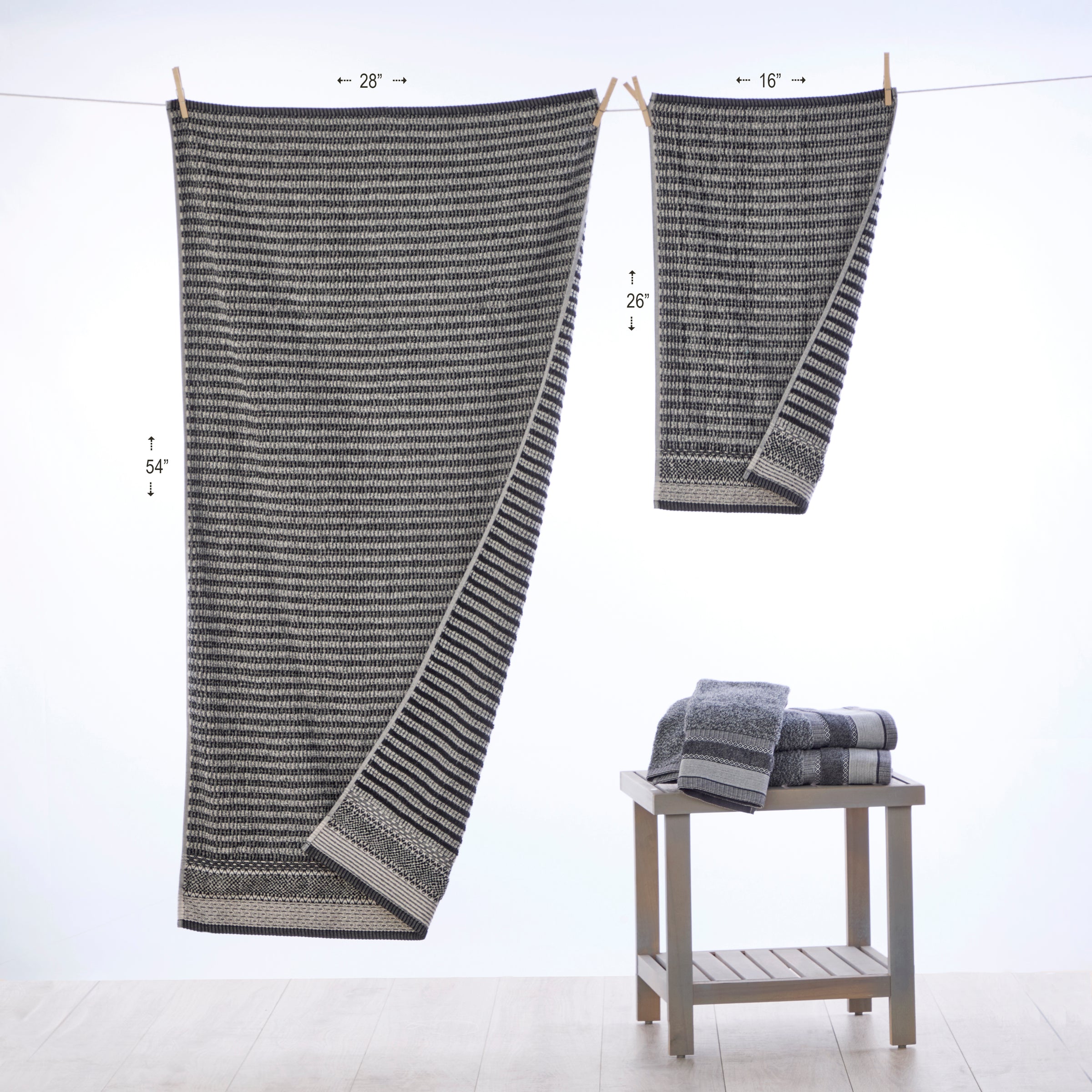 Lewis Jacquard Bath Towel, Black/Linen