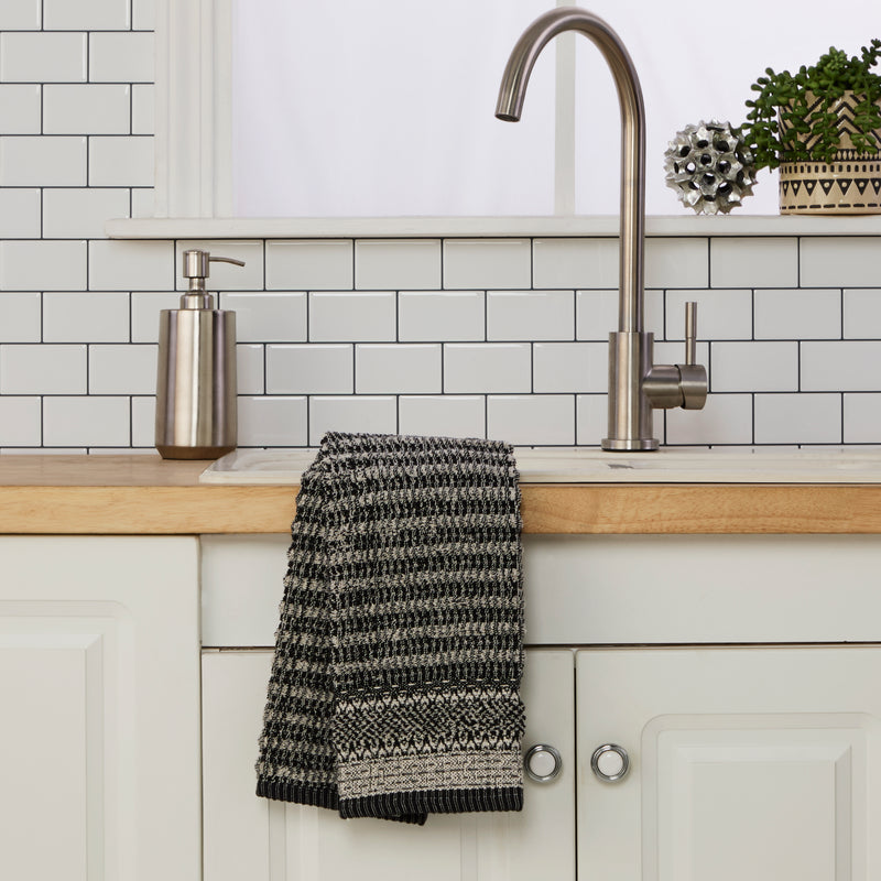 Lewis Jacquard 2-Piece Hand Towel Set, Black/Linen