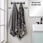 Nador 2-Piece Jacquard Hand Towel Set, Black/Linen