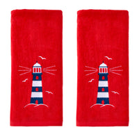 Lighthouse 2-Piece Hand Towel Set, Red