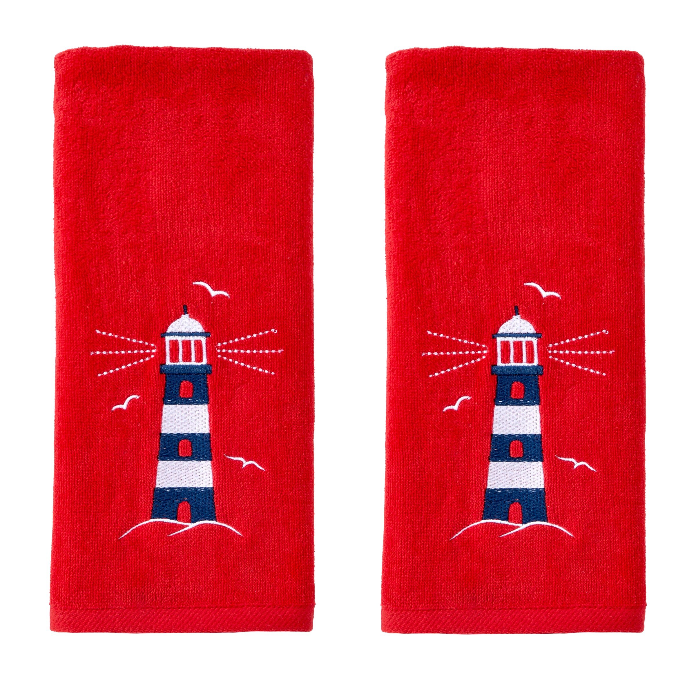 Lighthouse 2-Piece Hand Towel Set, Red