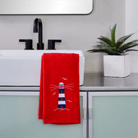 Lighthouse 2-Piece Hand Towel Set, Red