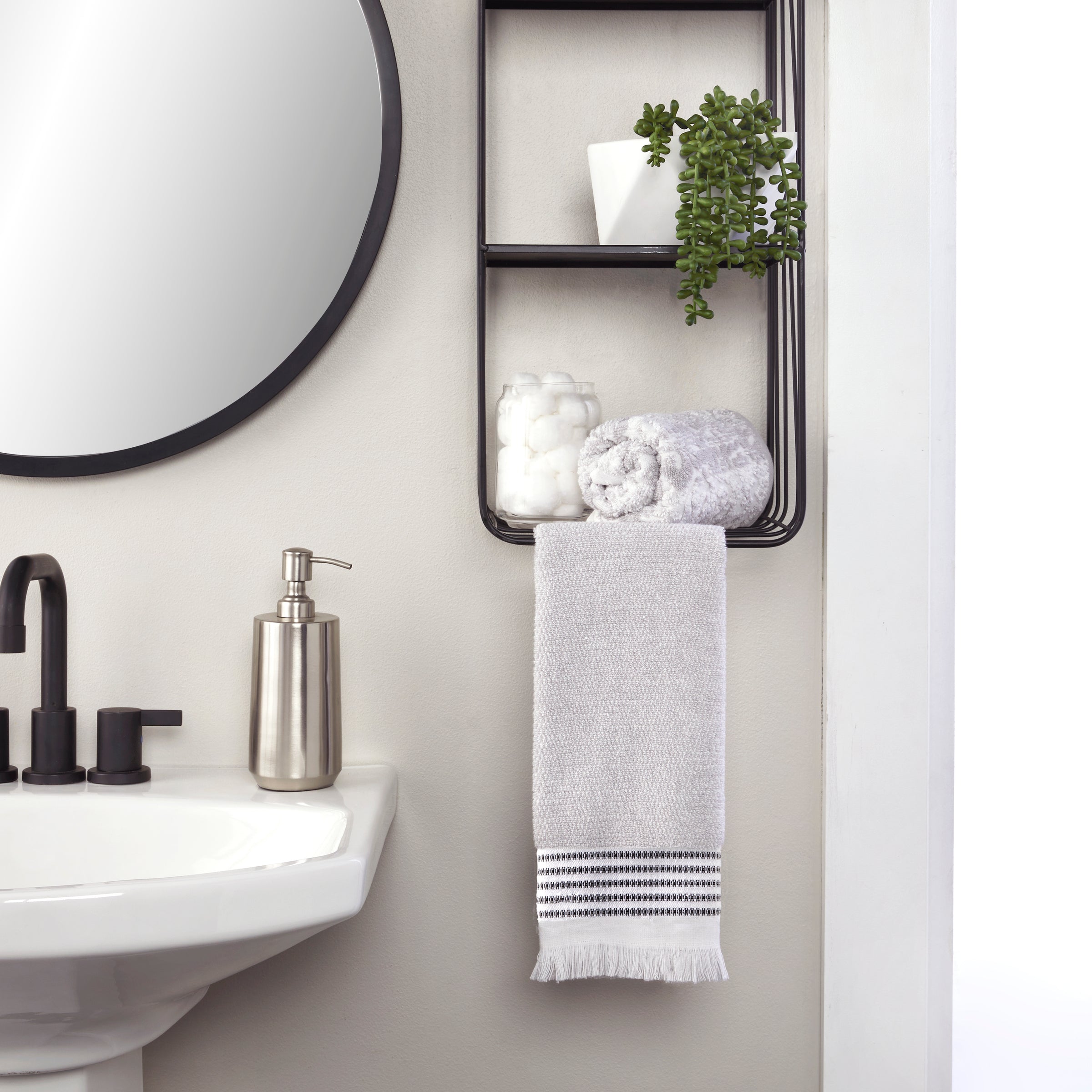 Grey Stripe Tribeca Hand Towel – Home & Loft