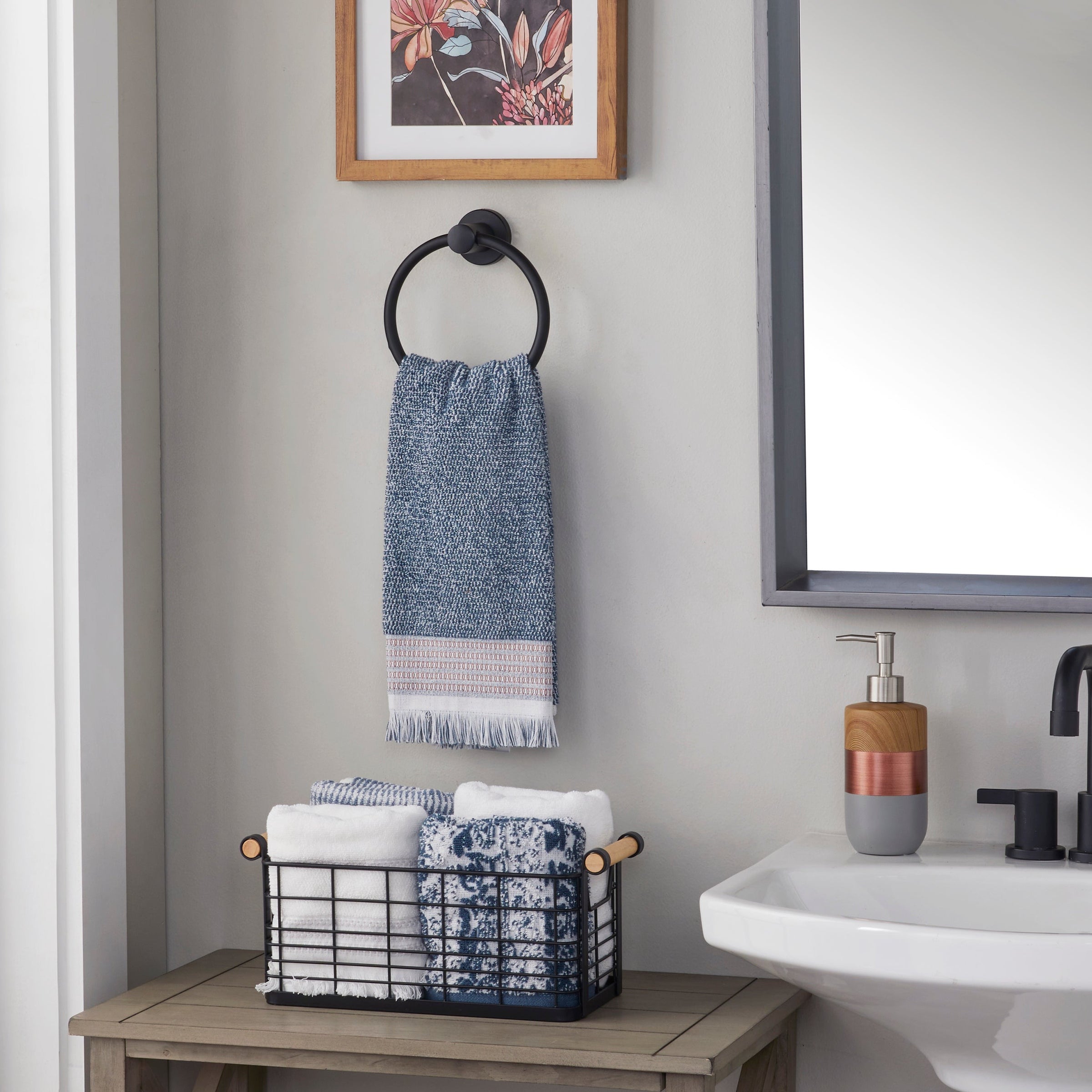 Lincoln Park 2-Piece Turkish Cotton Hand Towel Gift Set, Navy