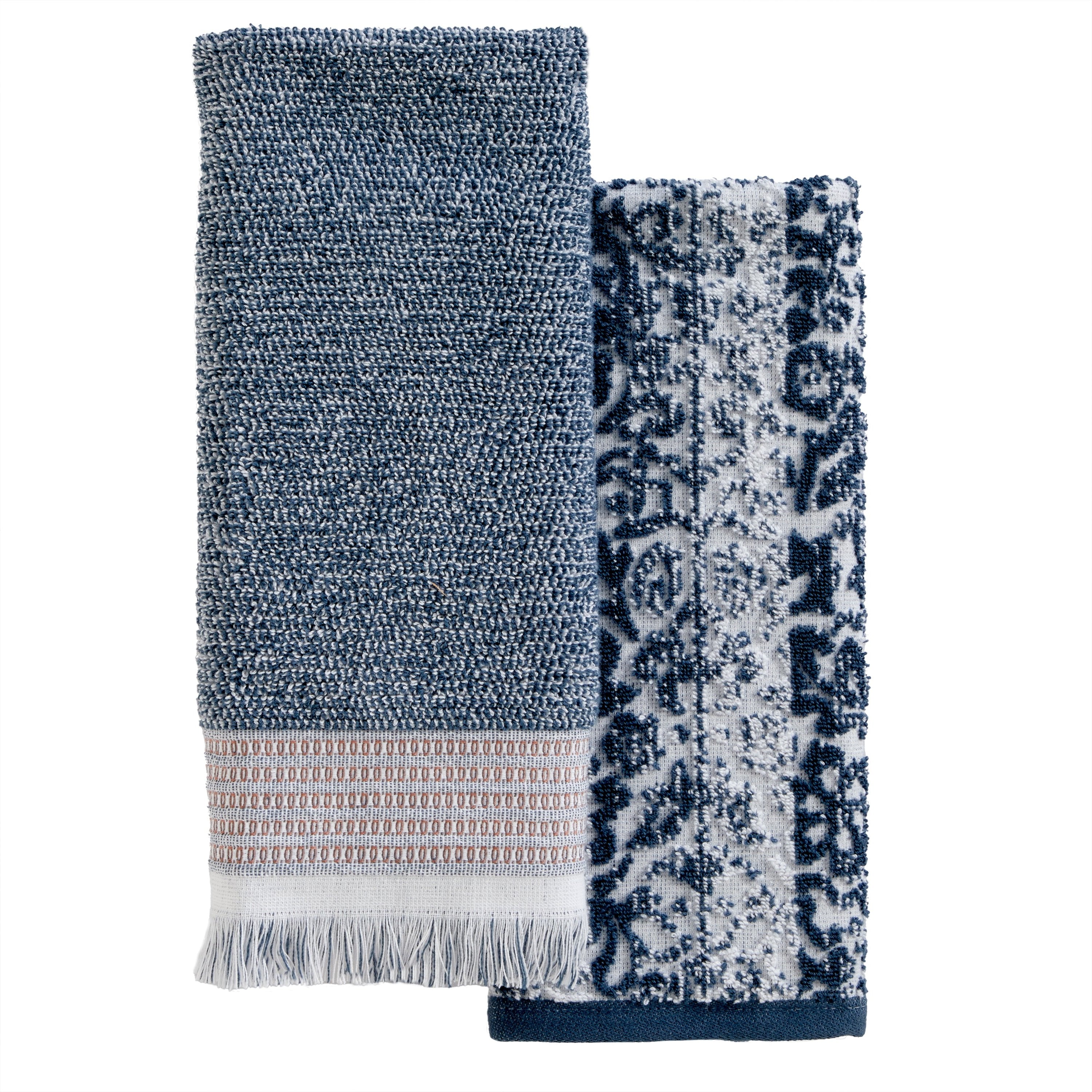 PARQUE ESPAÑA タオル Lincoln Park 2-Piece Turkish Cotton Hand Towel Gift Set, Navy SKL Home