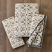 Lisbon Jacquard 2-Piece Hand Towel Set, Natural/Black