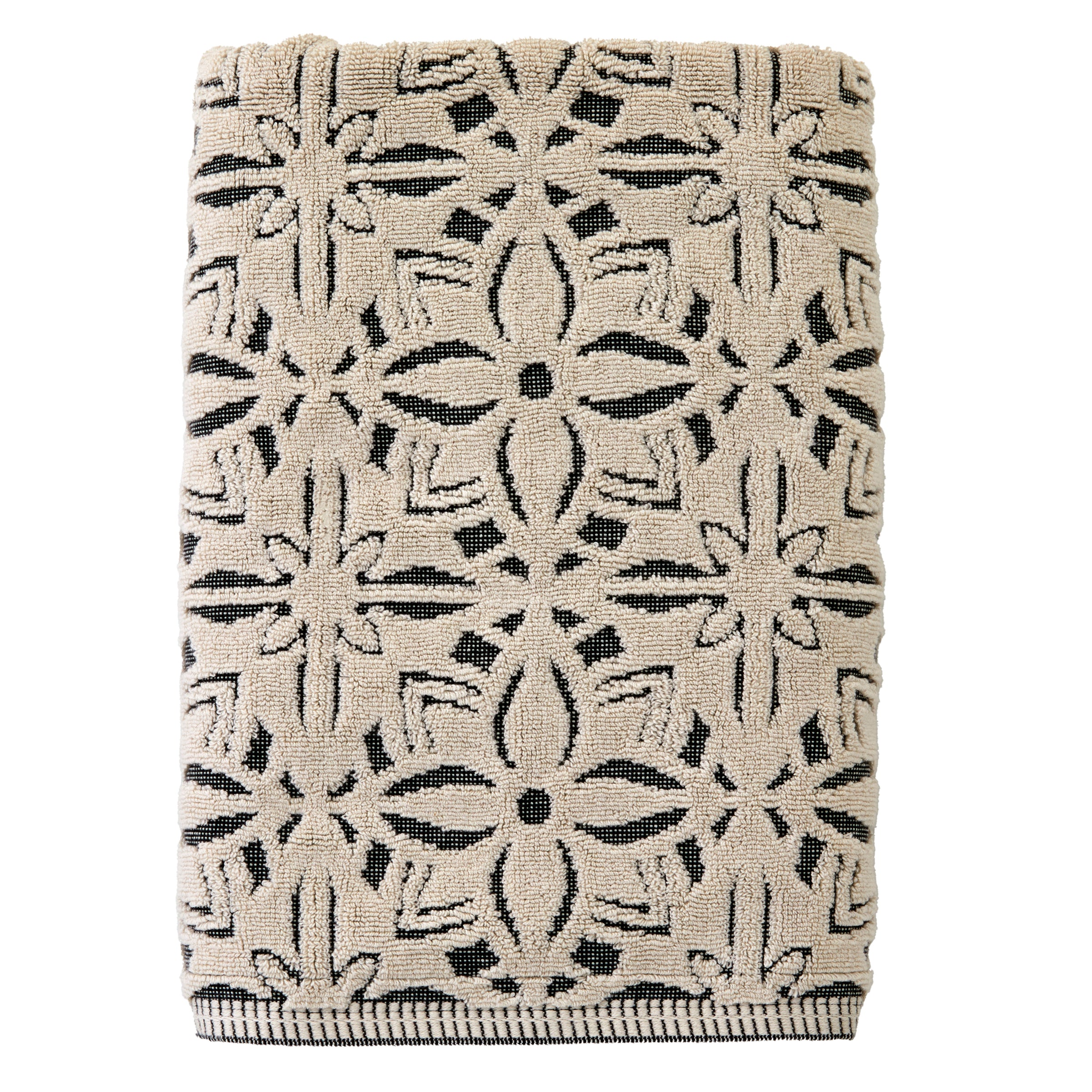 Lisbon Jacquard Bath Towel, Natural/Black