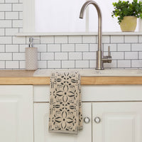 Lisbon Jacquard 2-Piece Hand Towel Set, Natural/Black