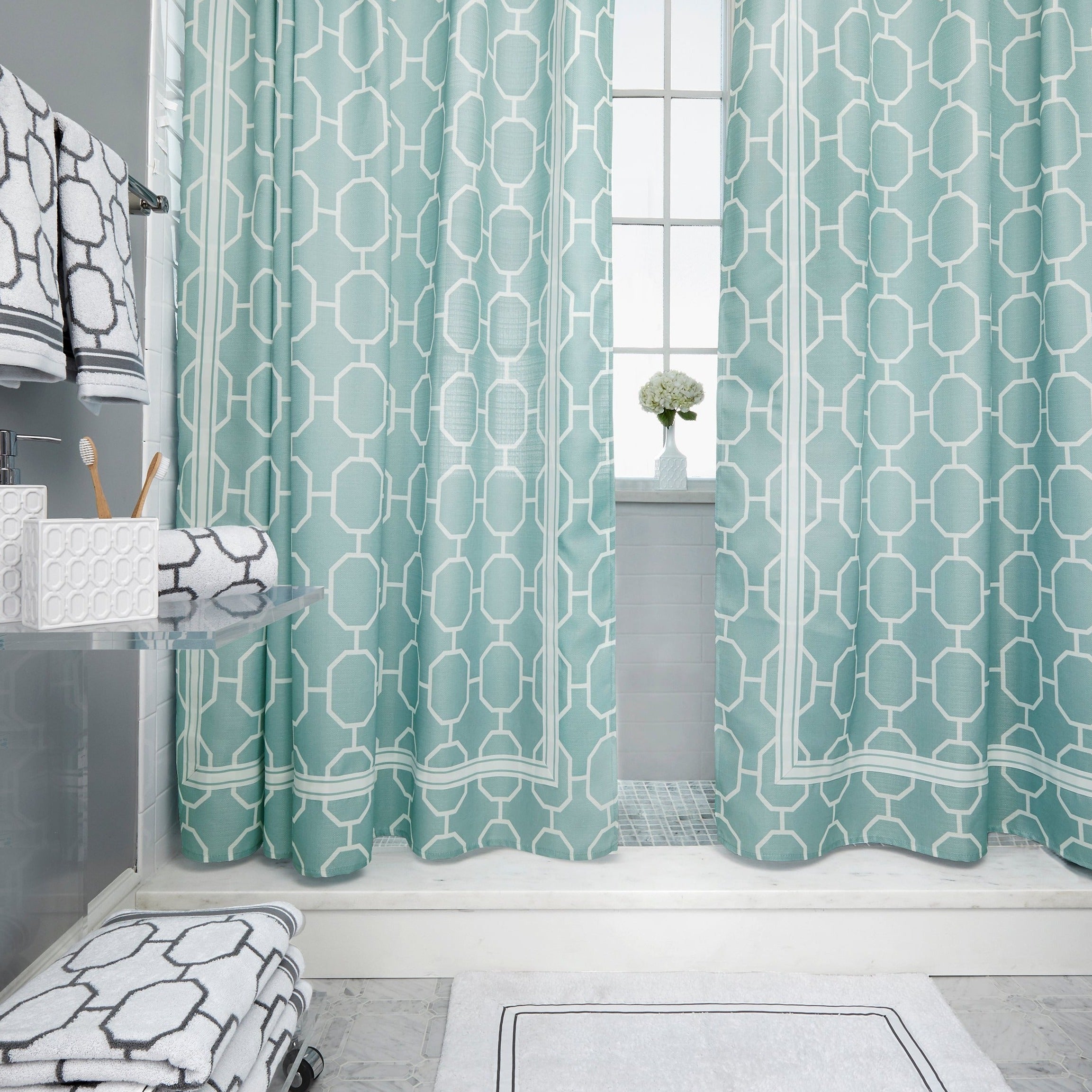 Vern Yip by SKL Home Lithgow Fabric Shower Curtain, Aqua