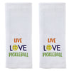 Live Love Pickleball 2-Piece Hand Towel Set, White