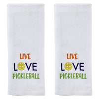 Live Love Pickleball 2-Piece Hand Towel Set, White