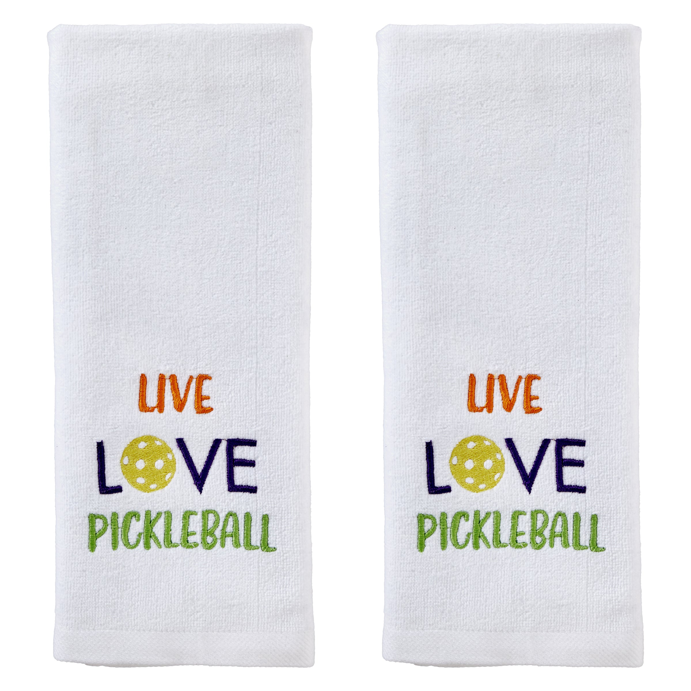 Live Love Pickleball 2-Piece Hand Towel Set, White