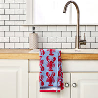 Lobster Jacquard Reversible 2-Piece Hand Towel Set, Blue/Red