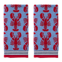 Lobster Jacquard Reversible 2-Piece Hand Towel Set, Blue/Red