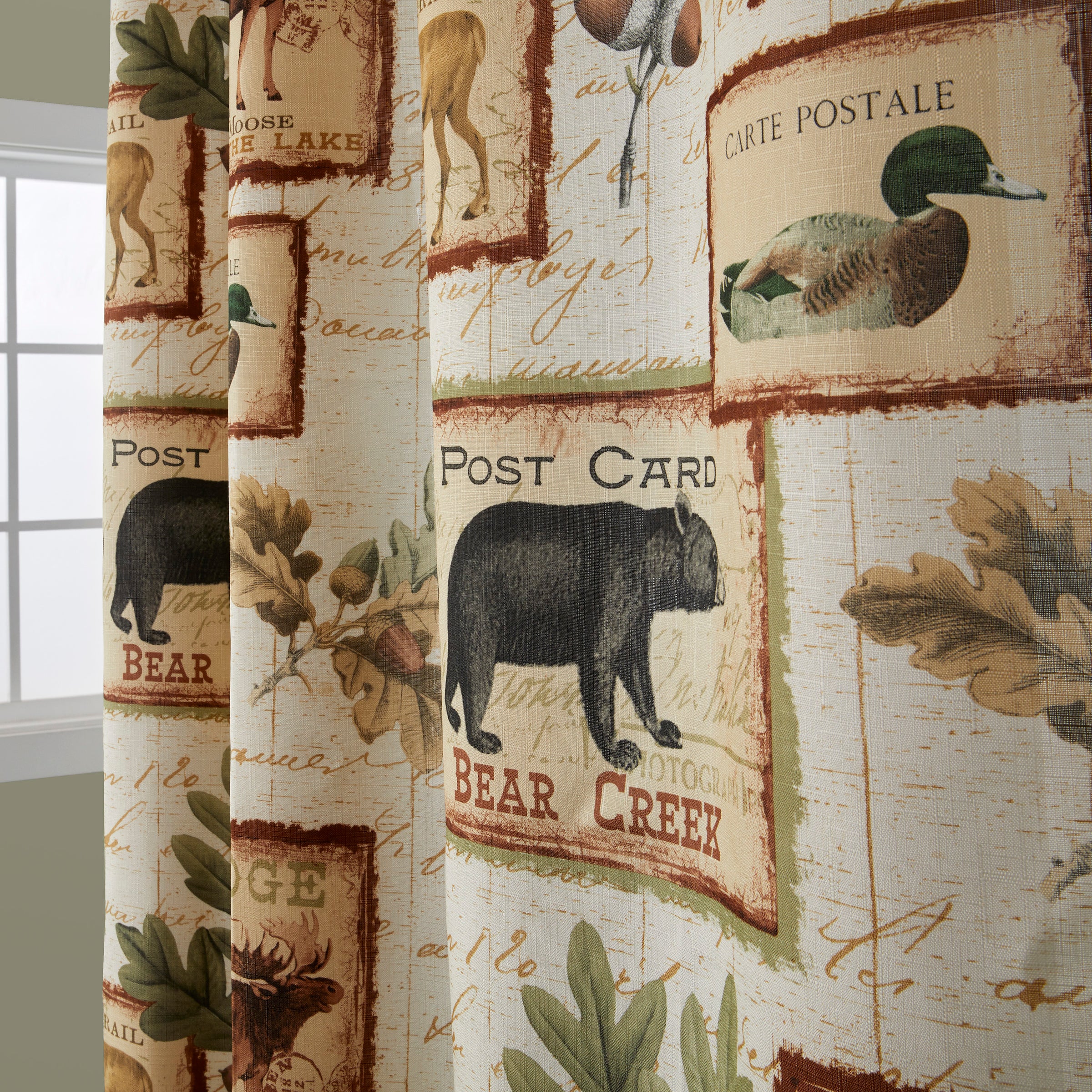 Lodge Memories Fabric Shower Curtain, Multi