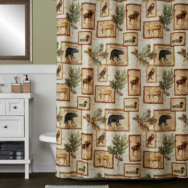 Lodge Memories Fabric Shower Curtain, Multi