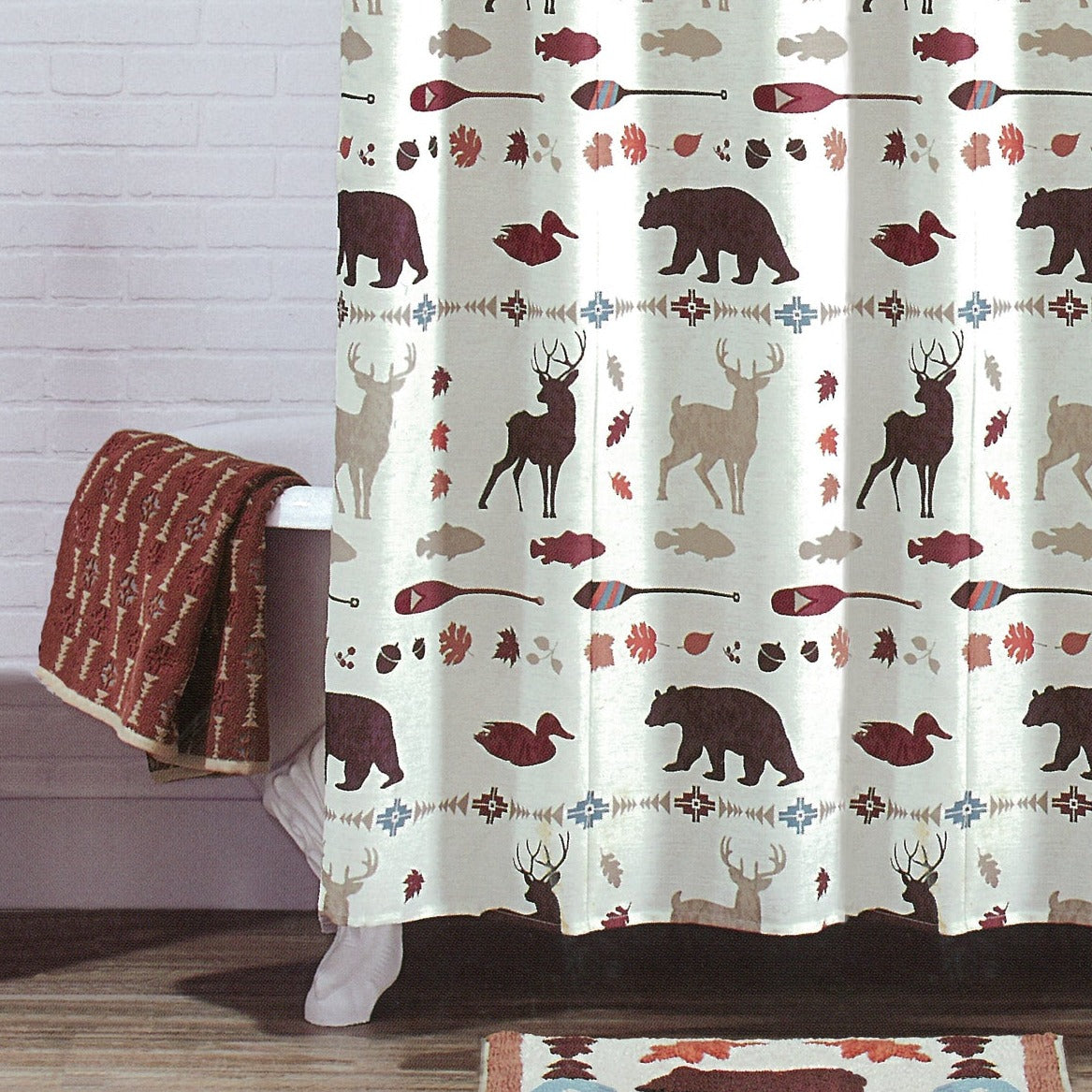 Lodge Life Jacquard Bath Towel, Brown