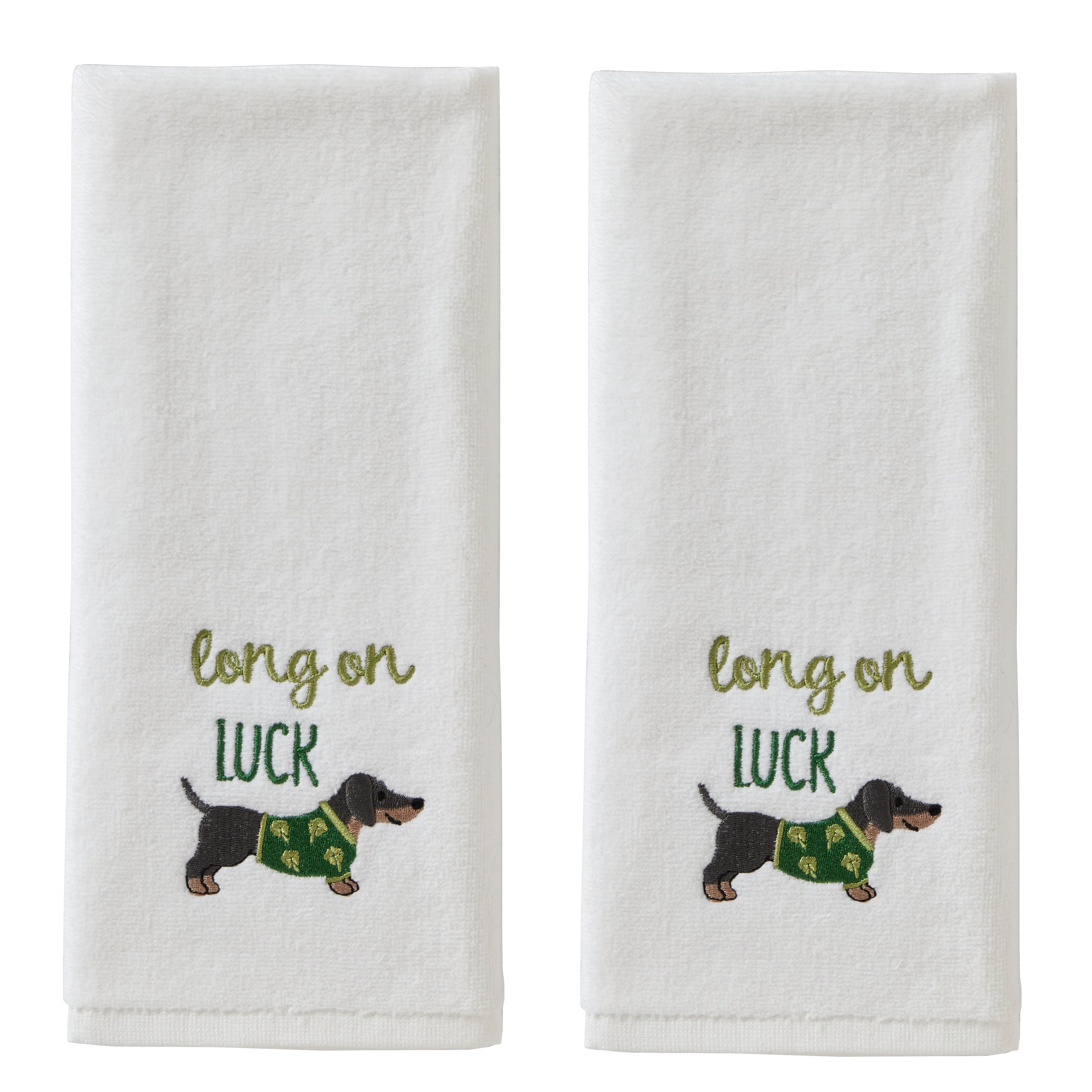 Long On Luck 2-Piece Hand Towel Set, White