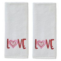 Love 2-Piece Hand Towel Set, White