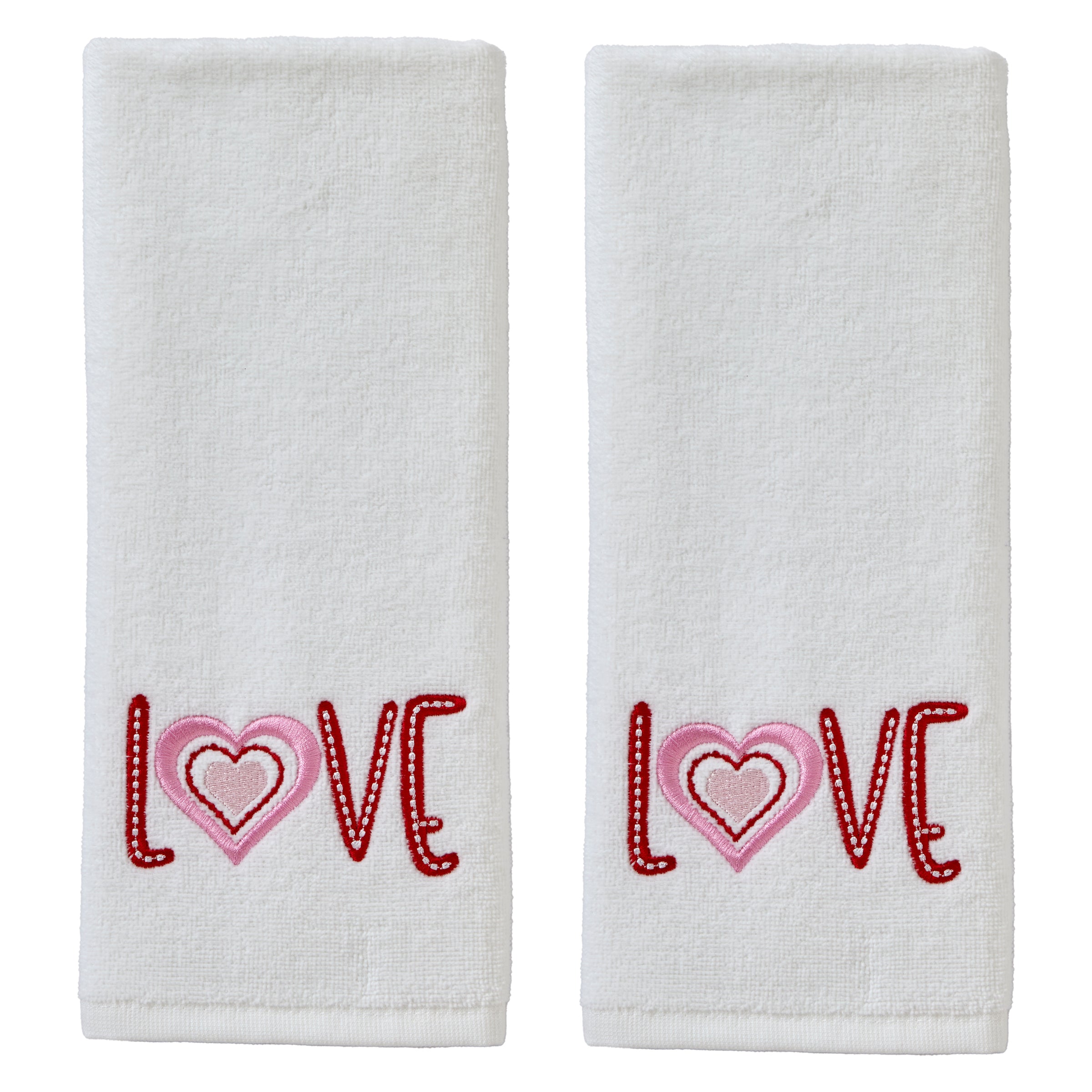 Love 2-Piece Hand Towel Set, White