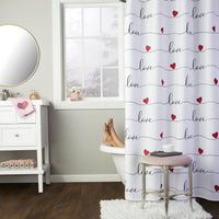 Love Script Shower Curtain, White/Multi