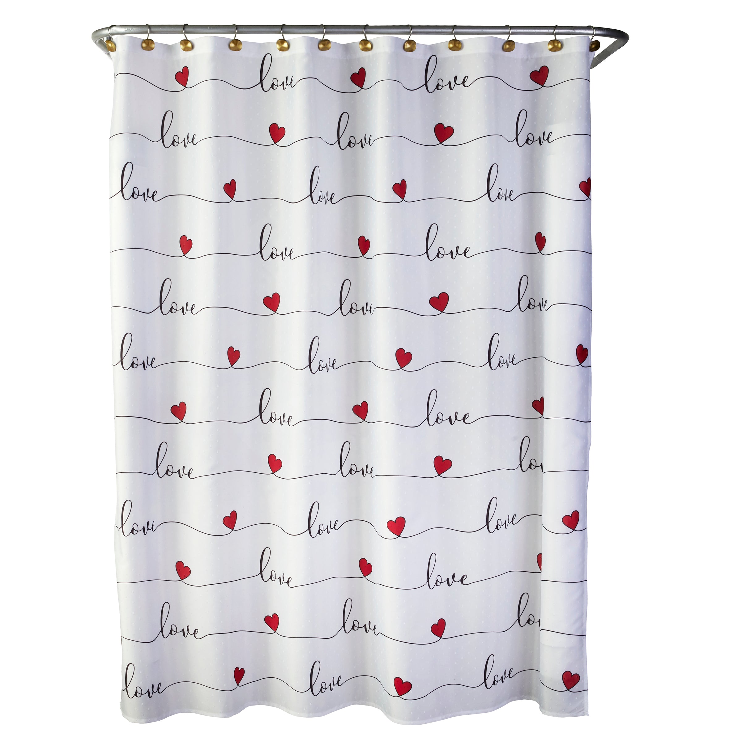 Love Script Shower Curtain, White/Multi