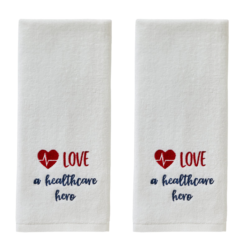 Love A Healthcare Hero 2-Piece Hand Towel Set, White