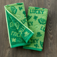 Lucky Jacquard 2-Piece Hand Towel Set, Green
