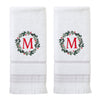 Wreath Monogram “M" 2-Piece Hand Towel Set, White