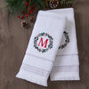 Wreath Monogram “M" 2-Piece Hand Towel Set, White