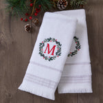 Wreath Monogram “M" 2-Piece Hand Towel Set, White