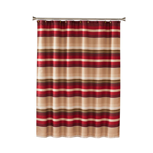 Madison Stripe Fabric Shower Curtain, Red/Multi