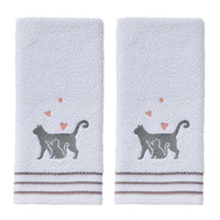 Mama Cat 2-Piece Hand Towel Set, White