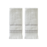 Casual Fringe 2-Piece Cotton Tip Towel Set, White