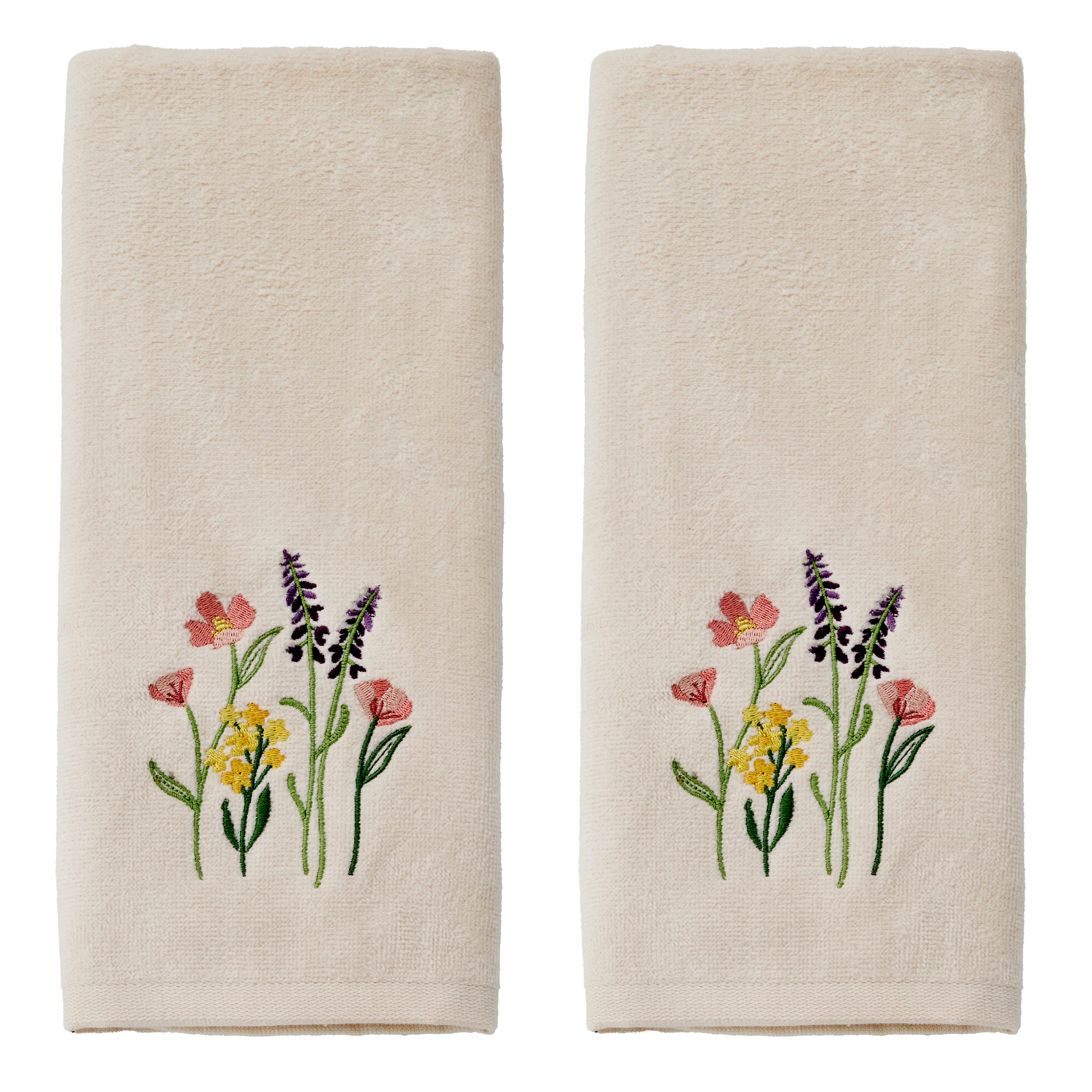 Meadow Bouquet 2-Piece Hand Towel Set, Natural